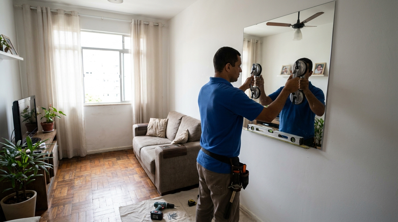 Espelho sob medida com parquet em Jaraguá do Sul-SC